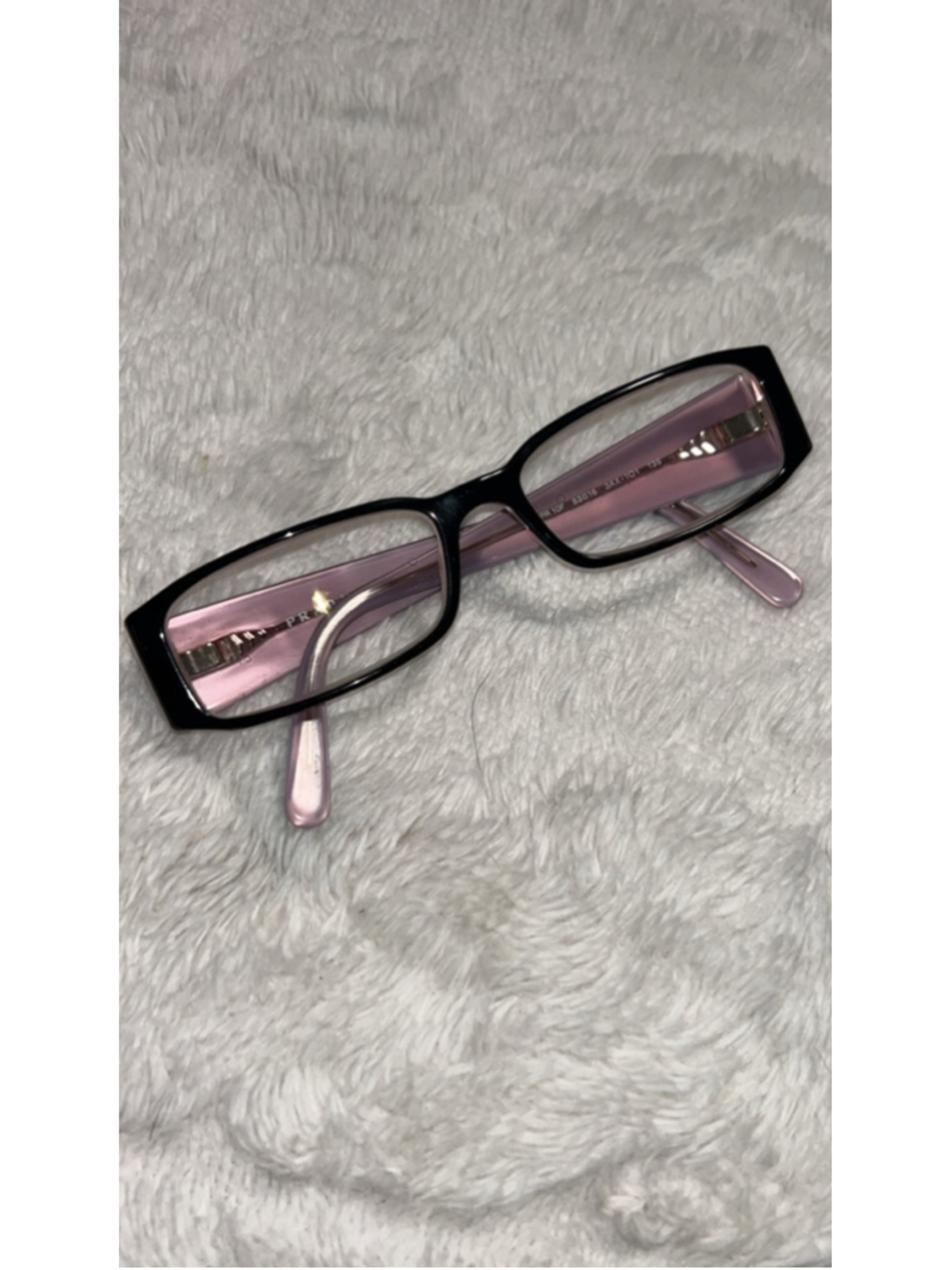 Women's Prada Black & Pink Rectangular Glasses One Size